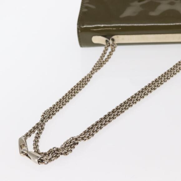 VALENTINO Studs Chain Shoulder Bag Enamel Khaki Gold Auth bs31799 - Picture 7 of 16